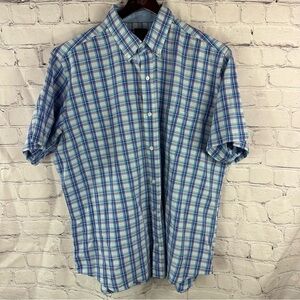 Tailorbyrd Plaid 100% cotton Casual Shirt sz XL short sleeve